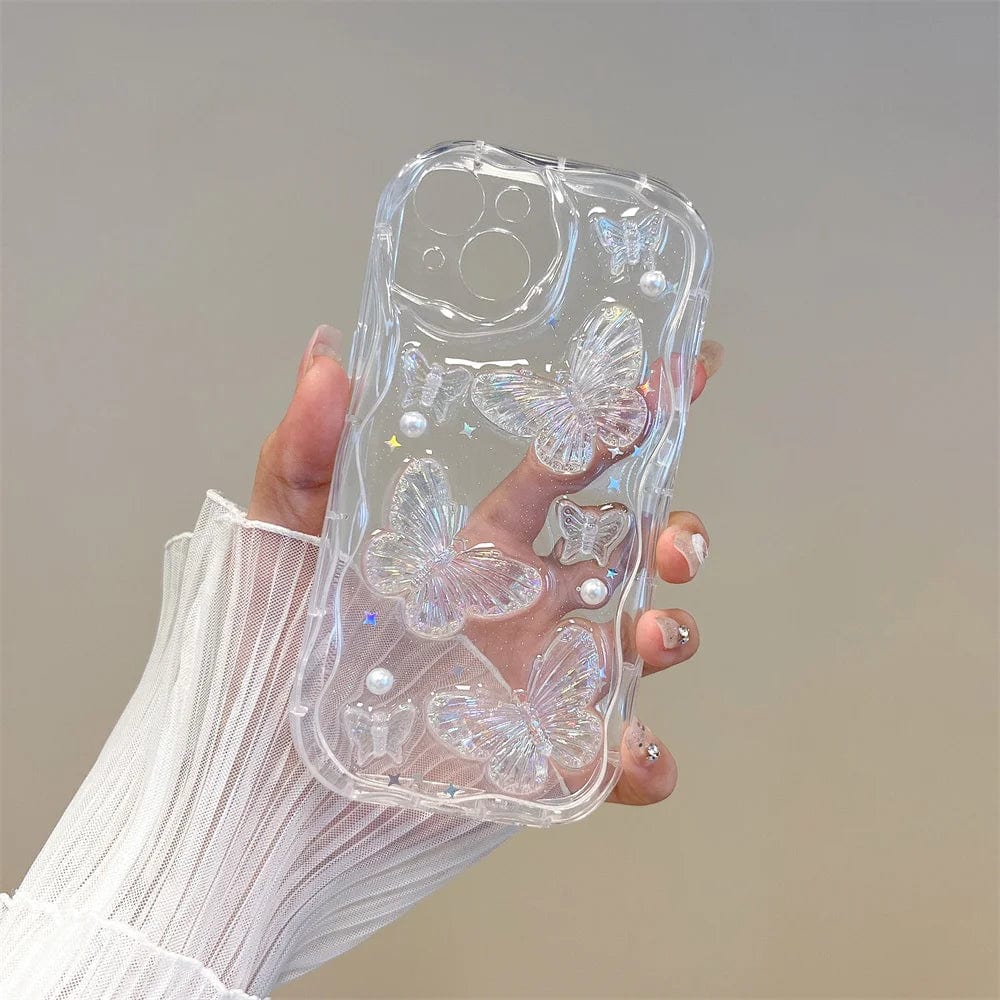 3D Butterfly Crystal Bling Glitter Pearl iPhone Case