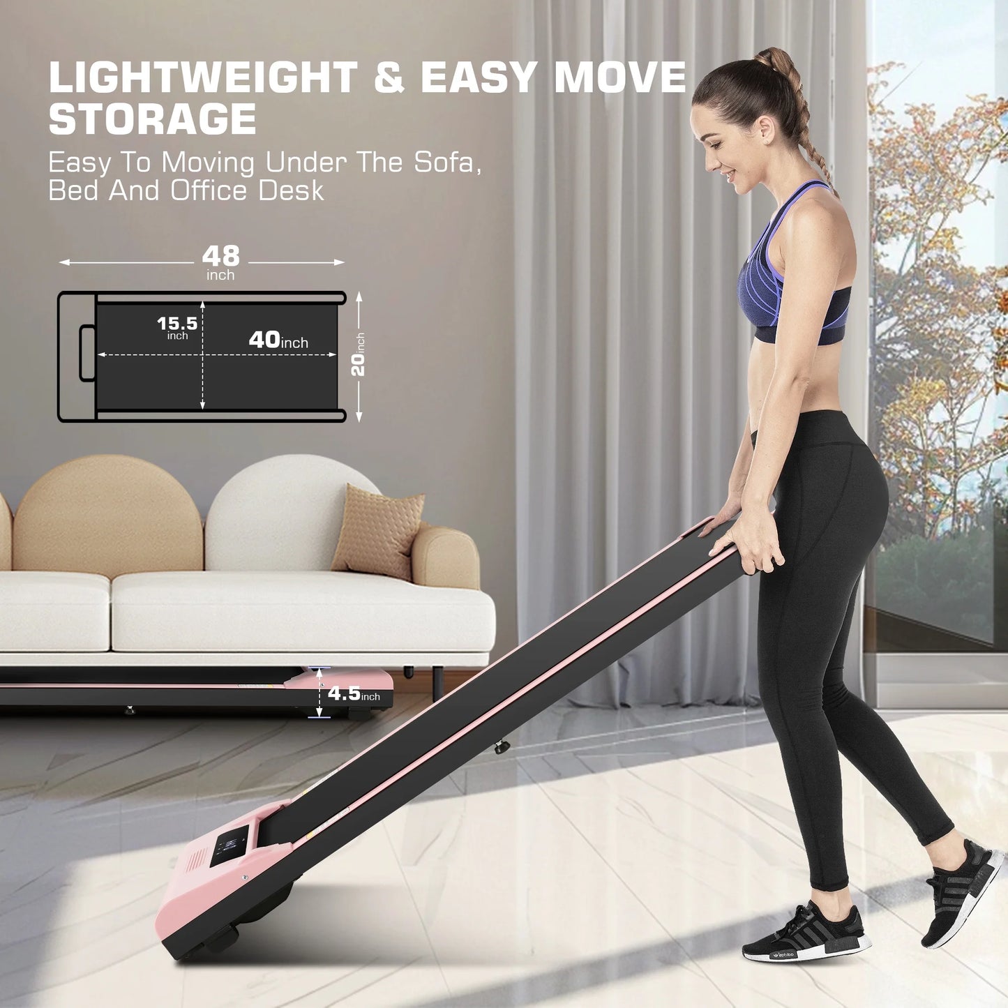 ANCHEER Walking Pad, 2 in 1 under Desk Treadmill with Remote Control、Led Display, 300 Lbs Portable Treadmill for Home/Office (Gray)