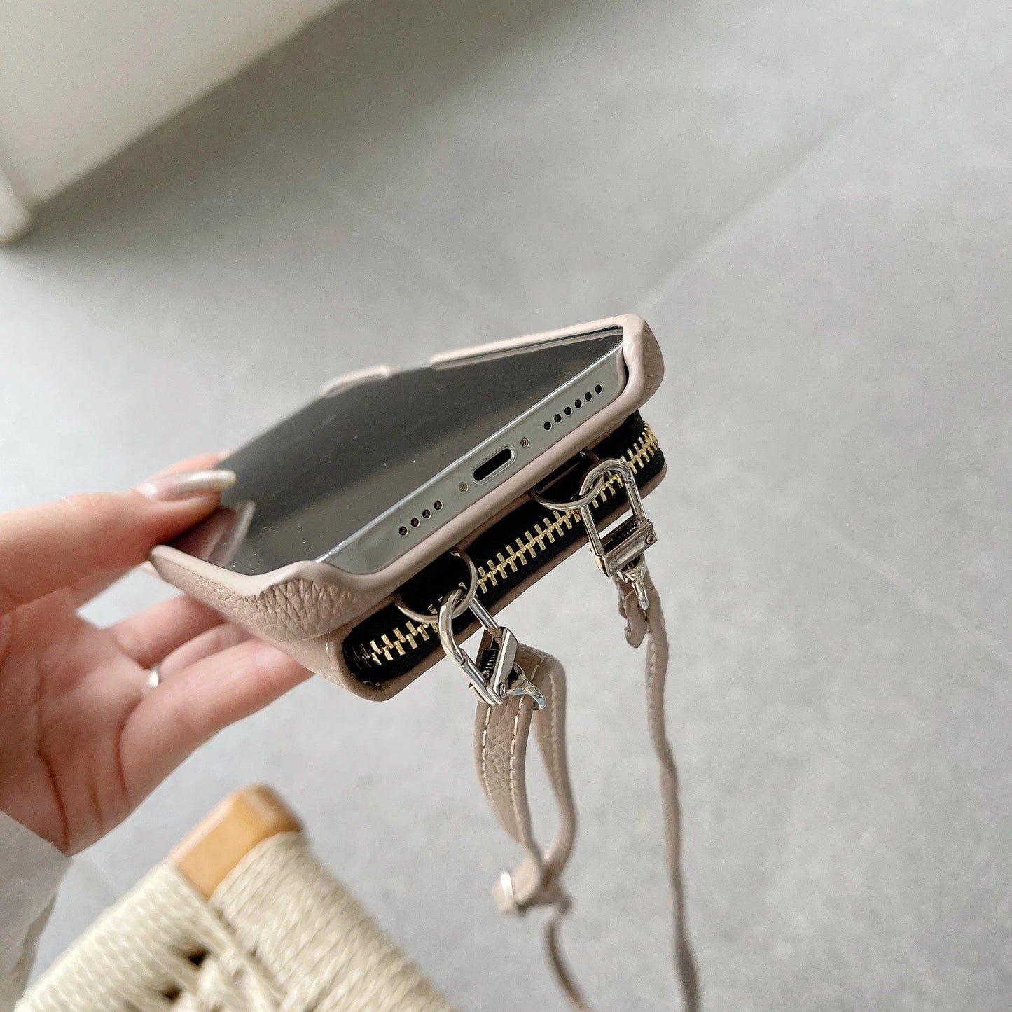 Luxury Crossbody Wallet Leather iPhone Case