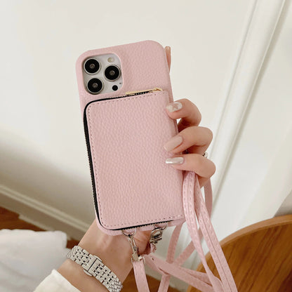 Luxury Crossbody Wallet Leather iPhone Case
