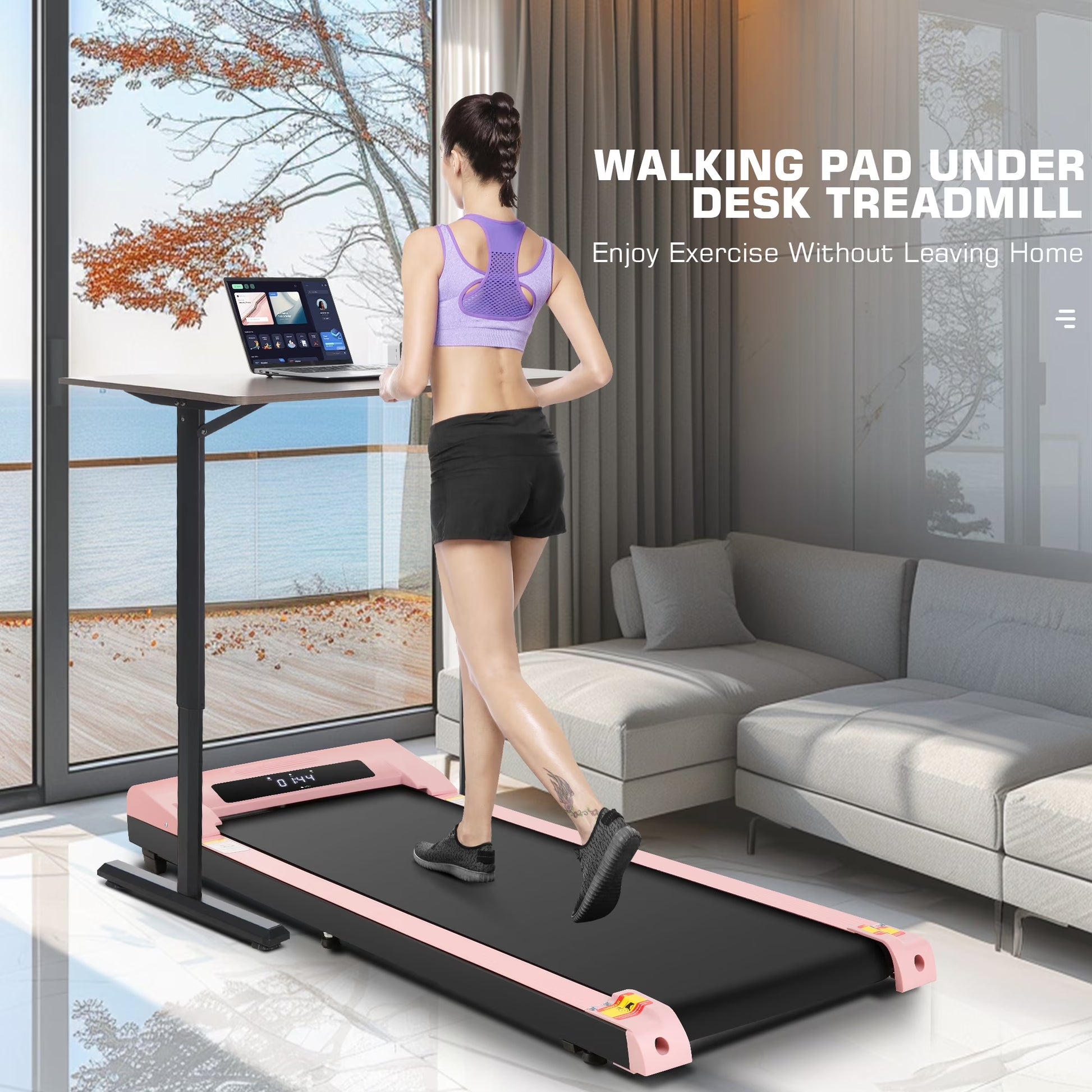 ANCHEER Walking Pad, 2 in 1 under Desk Treadmill with Remote Control、Led Display, 300 Lbs Portable Treadmill for Home/Office (Gray)