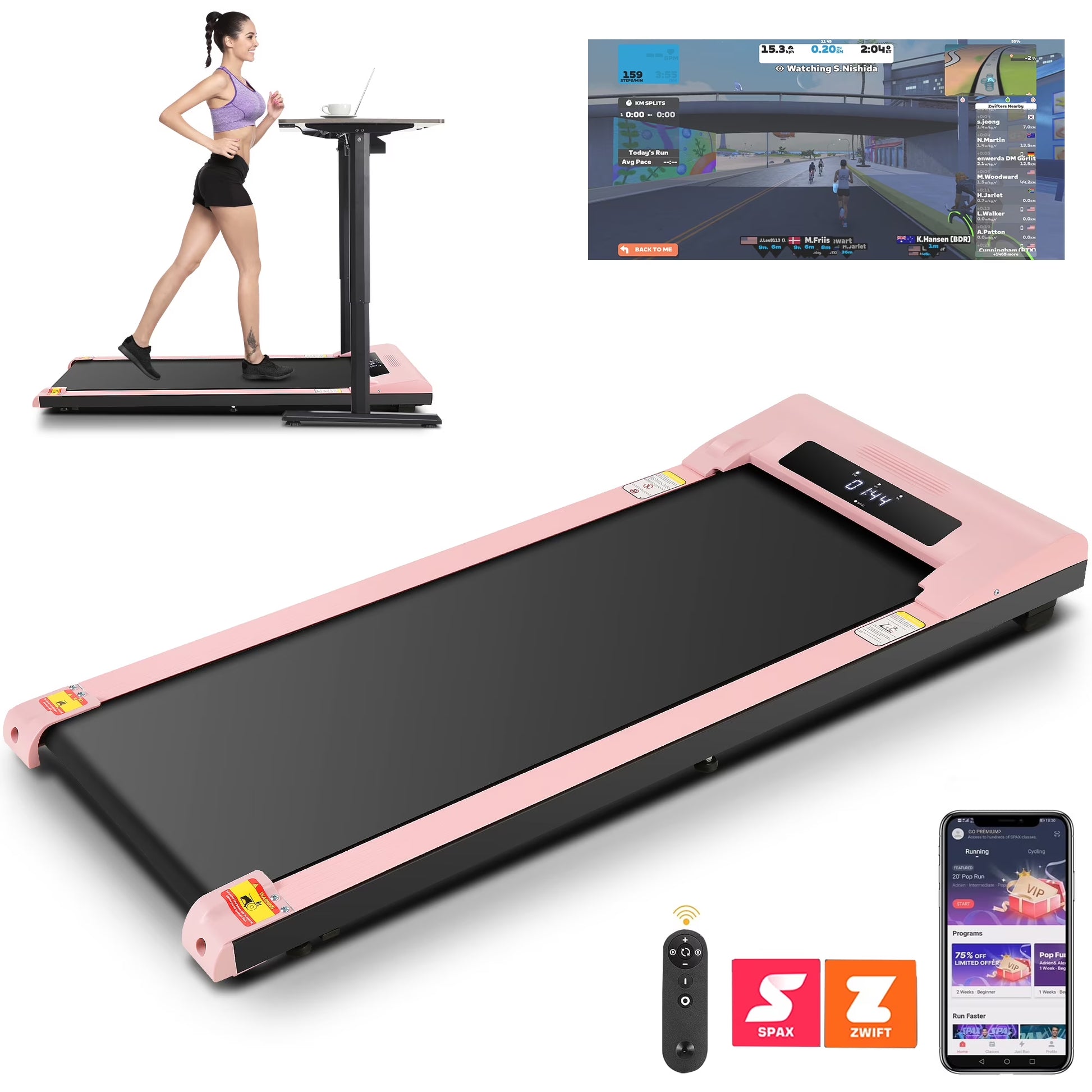 ANCHEER Walking Pad, 2 in 1 under Desk Treadmill with Remote Control、Led Display, 300 Lbs Portable Treadmill for Home/Office (Gray)